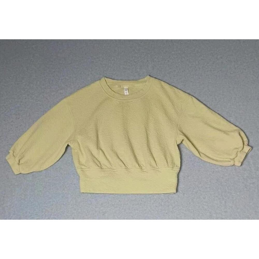 Lululemon Textured Cropped Crewneck Pullover Womens Size 6 Dew Green Puffed...